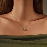925 Sterling Silver Rose Cut Paraiba Blue/Green CZ Octagon Necklace - 2 Options