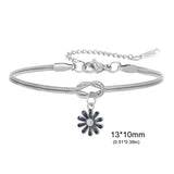 Stainless Steel Flower Knot Double Snake Chain Bracelet - 10 Options