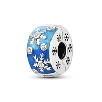 925 Sterling Silver Blue Snowflake Stopper Effect Charm