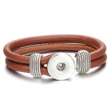 18mm Printed Rope or Plain Leather Snap Bracelet - 41 Options