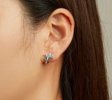 925 Sterling Silver Blue Hummingbird Earrings