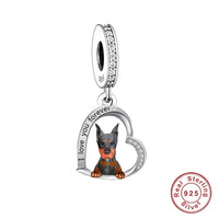 925 Silver Love You Forever Dog Hanging Charm - 33 Options