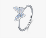 925 Sterling Silver Blue Opal Butterfly Ring