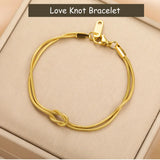 Stainless Steel Love Knot Double Snake Chain Bracelet - 2 Colours