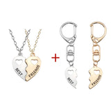 Fashion 2pcs Best Friend Heart Necklace/Keyring/Set