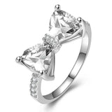 925 Sterling Silver Bowknot Cubic Zirconia Ring - Clear/Multi Option