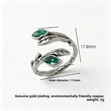 Fashion Green Leaf Open Ring
