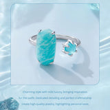 Fashion Amazonite Aquamarine Open Ring