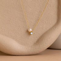 Stainless Steel Imitation Pearl/Birthstone Pendant Necklace - 12 Options