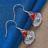 925 Sterling Silver Cute Santa Hanging Earrings