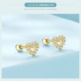 925 Sterling Silver Dainty Cubic Zirconia Heart Earrings - 2 Colours