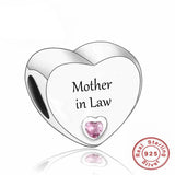 925 Silver Pink CZ Family Heart Charm - 50 Options