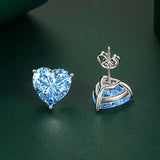 925 Sterling Silver Heart Coloured CZ 10*10mm Stud Earrings - 12 Options
