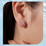 Fashion/925 Sterling Silver Amethyst Raw Crystal Stud Earrings