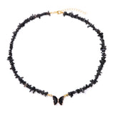 Butterfly Crystal and Stone Chip Necklace - 12 Colours