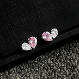 925 Sterling Silver Pink/Clear Pear Shaped CZ Earrings