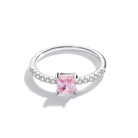 925 Sterling Silver Square Pink CZ Ring