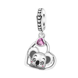 925 Sterling Silver Koala in a Heart Charm