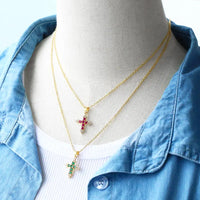 Fashion Gold Plated Crystal Cross Necklace - 6 Options