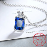 925 Sterling Silver Emerald Cut CZ Pendant Necklace - 9 Colours