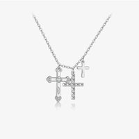 925 Sterling Silver Triple Cross CZ Necklace- 2 Colours