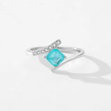925 Sterling Silver Square Paraiba Tourmaline Ring