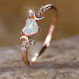 Fashion Faux Opal Heart Colour Ring - 2 Colours