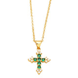 Fashion Gold Plated Crystal Cross Necklace - 6 Options