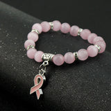 Fashion Natural Stone Pink Ribbon Bracelet - 6 Options