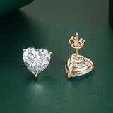 925 Sterling Silver Heart Coloured CZ 10*10mm Stud Earrings - 12 Options