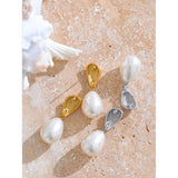 Stainless Steel Simulated Pearl Geometric Drop Earrings - 2 Options