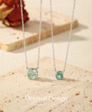 925 Sterling Silver Rose Cut Paraiba Blue/Green CZ Octagon Necklace - 2 Options