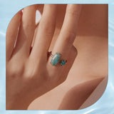 Fashion Amazonite Aquamarine Open Ring