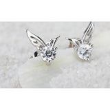925 Sterling Silver Wings Cubic Zirconia Stud Earrings
