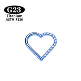 G23 Titanium Heart Nose/Ear Body Hoop - 2 Sizes - 13 Options