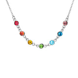 Stainless Steel 7 Colour CZ Necklace - 2 Colours - 2 Designs