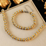 Stainless Steel Metal 2-Colour Necklace/Bracelet/Set - 2 Designs