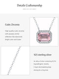925 Sterling Silver Romantic Pink Emerald Cut CZ Necklace
