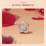 925 Sterling Silver Rose Gold Accent Rose Bead Charm