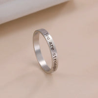 Stainless Steel Positive Words Inspirational Ring - 8 Options
