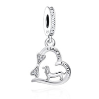 925 Silver Love You Forever Dog Hanging Charm - 33 Options