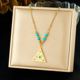 Stainless Steel Golden Turquoise Necklace - 4 Options