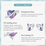 925 Sterling Silver Mystic Purple Heart Star Stud Earrings