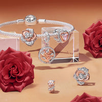 925 Sterling Silver Rose Gold Accent Tree of Life Hanging Charm