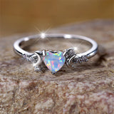 Fashion Faux Opal Heart Colour Ring - 2 Colours