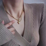 Stainless Steel Mixed Link Heart Necklace - 2 Options