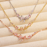 Fashion Cubic Zirconia Bow Love Heart Necklace - 3 Colours