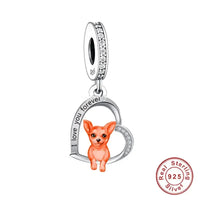925 Silver Love You Forever Dog Hanging Charm - 33 Options