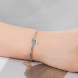 Stainless Steel Initial Love Knot Double Snake Chain Bracelet - 2 Colours - 26 Letters