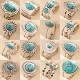 Stainless Steel Turquoise Colour Open Ring - 56 Options